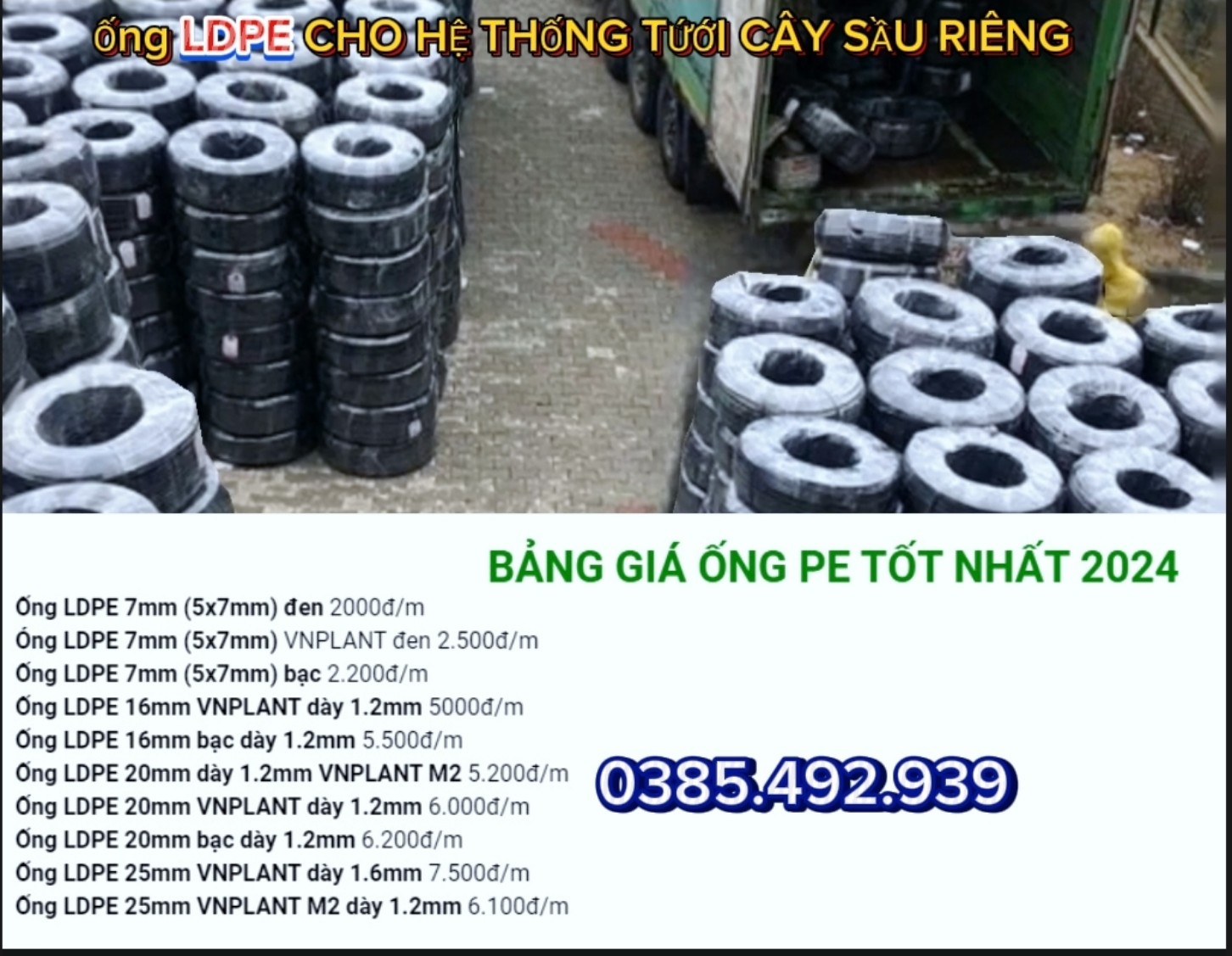 ống  Ld PE GIA RẺ TƯỚI CHO CÂY SẦU RIÊNG